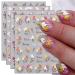 JMEOWIO 6 Sheets 3D Embossed Spring Flower Nail Art Stickers Decals Self-Adhesive 5D Colorful Summer Floral Tulips Nail Supplies Nail Art Design Decoration Accessories