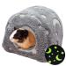 LeerKing Guinea Pig Bed Rabbit Hideout Nest Rat Small Pet Cage Accessories Chinchilla Ferret Sugar Glider Squirrel Gerbil Cave Glow in the Dark Grey M M Grey
