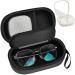 Portable 2 in 1 Contact Lens Case and Glasses Case Traveling Contact Cases Bag Box Holder with Soak Storage Kit Included Built-in Mirror Tweezer Contact Lens Solution Bottle and Hand Strap-Black