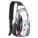 gdbis Clear Sling Bag Stadium Approved Small PVC Crossbody Backpack Transparent Casual Chest Daypack for Hiking Stadium or Concerts Black