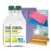 Eco Dish Washing Bundle With Ecover Washing Up Liquid Lemon and Aloe Vera 2 x 450ml Swedish Dishcloth x 2 Biodegradable Scourer x 2 and Plastic Free Kitchen Sponge x 2