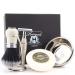 Haryali London men's rasier set with double-sided razor planer black razor brush stand soap and bowl ivory colors 5-part set