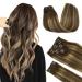 Doores clip in Extensions real hair balayage chocolate brown to caramel blonde 55cm 22 inch 9 pieces 150g remy human clips in hair extension real hair extensions clip in straight thick hair 55cm-15/27/4 balayage chocolate brown to caramel blonde