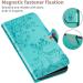 Buy Magon Embossing Flower Leather Case for Samsung Galaxy S22 Plus - Full Body Protection Flip Cover with Card Compartment in Blue - Buy Online on GoSupps.com