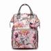Qwreoia Floral Diaper Bag with USB Port & Stroller Straps | Grey Pink Flower Pattern | Insulated Pocket | for Women, Girls, Mum, Boys, Toddlers - Buy Online on GoSupps.com