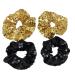 2 Pack Black Satin Face Sequins Hair Scrunchies - Sparkly Hair Ties for Girls, School Dance Stage - Black Satin Hair Elastic Bands - Buy Online on GoSupps.com