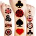 Casino Theme Temporary Tattoos Birthday Party Decorations Favors Decor Supplies Cute Tattoo Stickers 8 Sheets 96 PCS Gifts for Kids Boys Girls Games Classroom Rewards Prizes Carnival Christmas