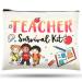 Svee cosmetic bag gift Christmas teacher canvas cultural bag thank you gift make -up bag with zipper makeup bag for kindergarten elementary school (lively style)