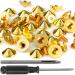 YORANYO 100 Sets Cone Spikes and Studs 4.7MM Height Gold Color 3/16" Bullet Spikes Screw Back Punk Studs and Spikes for Clothing Shoes Leather Craft Belts Bag Accessories with Installation Tools