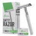 Double Edge Safety Razor - Single Shaving Metal Razors With 10 Platinum Coated Stainless Steel Double Edge Blades Reusable Eco And Travel Friendly Saftey Shaver Blade Set Men Women (Silver Single) Silver - Single