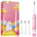 Dada-Tech Kids Electric Toothbrush Rechargeable Soft Unicorn Tooth Brush with Timer Powered by Sonic Technology for Children Boys and Girls Age 3+ Waterproof and 3 Modes (Unicorn Pink) Unicorn New (Pink) 1 count (Pack of 1)