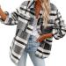 Gefomuofe Blouse Women's Loose Tunic Cotton Linen Blouse Summer Tunic Summer Oversized Casual Look Shirt Blouse O-Neck with Button Placket and Pocket Elegant Plain Office Blouses Office Shirt Black M