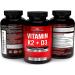 Vitamin K2 (MK7 & MK4) with D3 Supplement - 3-in-1 Formula for Bone and Heart Health - 90 Non-GMO Capsules - Buy Online on GoSupps.com