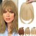 Clip in Hair Bangs Fringe Bangs Hair Extensions Straight Bangs with Temple Hairpieces Thick Full Neat Front Bangs Hair Piece for Women Golden mix Bleach Blonde