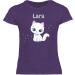 Personalized Cat T-Shirt for Girls - Cute Cat Design by Shirtracer - Gift for Cat Lovers - Purple Mottled Style 164 - Buy Online on GoSupps.com