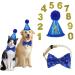 Dher pet birthday set with golden sequins hat birthday hat party decoration set dog birthdayshut fly cat dog birthday sequin decoration accessories festive party (blue)