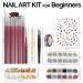 Nail Art Brushes Kit with Dotting Tools, Butterfly Stickers, Rhinestones, Tweezer, Foil Flakes, Striping Tape - Rose Red - Buy Online on GoSupps.com