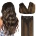 Hair Extensions Clip in Human Hair, 5pcs 70g 18 Inch Balayage Dark Brown to Chestnut Brown DOORES Clip in Human Hair Extensions Natural Hair Extensions Straight 18 Inch #(T2/6)/2 Dark Brown to Chestnut Brown