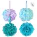 Shower Loofah - Loofah Sponge - Liriaelf Bath Sponge for Shower,75g Shower Ball for Women and Men, Shower Essential Skin Care, Sets of 4, Flower Color