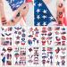 July 4th Temporary Tattoos  Fake Tattoo Assorted Designs  100pcs Waterproof Body Stickers  Red White Blue Tattoo Decorations  Independence Day Party Favor Supplies Decor for Adults Kids Teens 10 Sheets Flag