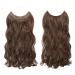 Feshfen Invisible Hair Extensions - Adjustable Curly Hair with Wire | Dark Brown & Red-Brown | 50cm Long Wavy Secret Hair for Women - Buy Online on GoSupps.com