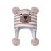 LANGZHEN Toddler Kids Infant Winter Hat Earflap Knit Warm Cap Fleece Lined Beanie for Baby Boys Girls 2-4 Years Bear -Beige Stripe