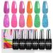 NXJ INFILILA Neon Gel Nail Polish 6 Colors 10ml Glitter Gel Nail Polish Set Holographic Sparkle Pink Blue Green Gel Nail Polish Set Popular Nail Art DIY Salon Home Manicure Gifts