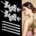 6 Pieces Wedding Rhinestone Hair Clips Bridal Hair Pins Leaf Wedding Hair Pins Bride Crystal Hair Clips Barrette Crystal Bobby Pins for Women and Girls Mother's Day Gifts