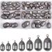 Fishing Weight Sinker - 27/62pcs Bass Casting Sinker Weight Bell Sinker Iron Fishing Weight Sinker with Ring Water Drop Sinker Weight for Saltwater Freshwater Fishing