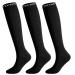 Fvxynnv 3 pair compression stockings women men black compression socks 20-30 mmHg support stockings running stockings for sports flight cycling cycling l-xl black