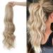 Real Fashion Drawstring Ponytail Hair Extensions Long Wavy Ponytail Blonde Black Brown 24" Clip in Hairpiece for Daliy Party Use Sandy blonde & Bleach blonde