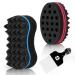 Supaze 3Pcs Hair Sponge Set, Curl Brush Sponge for Hair Men Women, Twist Sponge for Afro Curls with Metal Afro Pick