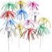 TecUnite 100 Pieces Foil Frill Firework Cupcake Picks Christmas Cupcake Topper 9 Inch Coconut Tree Shape Food Picks Supplies Party Decoration (Multicolored)