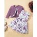 Puseky Toddler Baby Girls Floral Dress and Cardigan Set 3-4 Years - Purple - Buy Online on GoSupps.com