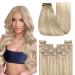 Youngsee Clip in Extensions Real Hair Blond Extensions Clip Blond Highlights Platinblond Remy Clip in Extensions Ashblond Glond Hair Extensions Clip in Short 30 cm 80g 30 cm (7PCs) 1-clip-3-#ashblond with platinum blonde