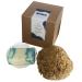 The Home and Hobby Shop Unbleached Natural Honeycomb Sea Sponge (5.5-6''/14-15cm) with Seaweed & Olive Oil Handmade Soap Bar and Clamshell Soap Dish Brown (NS1213)