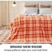 Orange Plaid Sherpa Throw Blanket 60x80 - Cozy & Soft Reversible Flannel Fleece for Couch, Bed & Sofa - Adults Men Women - Buy Online on GoSupps.com