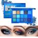 15 colors Eyeshadow Palette Matte Glitter Blue Eyeshadow Palette Highly Pigmented Makeup Palette Long Lasting Shimmer Eyeshadow Pallet Easy To Blend Colorful Eyeshadow Palette Daily Party(Blue Tonic)