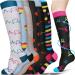 ACWOO Compression Socks 6 Pairs for Women & Men - Colorful Long Tube Non-Slip Flight Running Sports Socks - S-M Multi-color - Buy Online on GoSupps.com