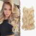 Feshfen Invisible Hair Extensions Secrets Hair extensions with wire dark gold mixed blond Synthetically adjustable curly hair Long wavy secret hair part for women 45cm 45 cm-h01 dark golden mixed assembly h01