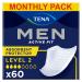 TENA Men Absorbent Protector Incontinence Pads Level 2 60 Incontinence Pads (10 x 6 packs) for Men of All Ages Cup-Shaped for Medium Bladder Weakness Urine Leakage and Drips 60 Count (Pack of 1)