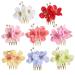 inSowni 8 Pack Hawaiian Luau Party Wedding Bridal Headpiece Artificial Fake Silk Hibiscus Flower Gold Hair Side Combs Clips Pins Barrettes for Women Girls Brides