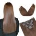 Vlasy Clip in Hair Extensions Human Hair Seamless Hair Extensions Clip in Real Human Hair 7 Pieces Straight Copper Brown Natural Thick Weft Human Hair Clip in Extensions for Women 8# 16 Inch(80 g) 16 Inch (80 g) 8# Copper Brown
