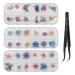 3 boxes nail art mixed dried flowers kit 3d naturally dried five petals flower flower daisy gypsophila leaf with tweezers for manicure nail art decoration