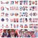 Fourth of July Temporary Tattoos Independence Day 4th of July Patriotic Temporary Tattoos for USA Party Favors Decoretions Accessories American Flag Red White & Blue Design USA Stickers for Labor Day Memorial Day Party S...