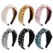 Tyfthui 6 Pcs Pearl Headbands for Women, Wide Headbands Knotted Headbands for Women, Headbands for Women Hair, Women Headbands Fashion Turban Headbands Hair Hoops Hair Accessories for Women and Girls (Style 1)