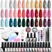 Gel Nail Polish Set with Lamp Starter Kit VANREESA 18 Colours Gel Nail Polish Kit Classic Popular Pink Red Dark Glitter Nail Gel Polish Set Soak Off Gel Nail Kit Gel Nail Salon Set Gifts for Women 33 Pieces Set