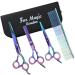 Fur Magic Dog Grooming Scissors Set 4 Pieces Stainless Steel Grooming Products for Dogs and Cats with Straight Scissors Thinning Scissors Curved Scissors and Grooming Comb