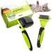 Prettypaw Professional cat brush set I cat care set - 100% hygiene & comfort thanks to rounded massage bristles i brush for optimal shorthair & long hair i subfellbrush green
