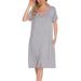 Lovasy Women's Nightdresses&Nightshirts Soft Nighties for Women Maternity nightdress Ladies Button Down Nightdress Nighties Nursing Labour Night Dress with Pockets Light Grey S